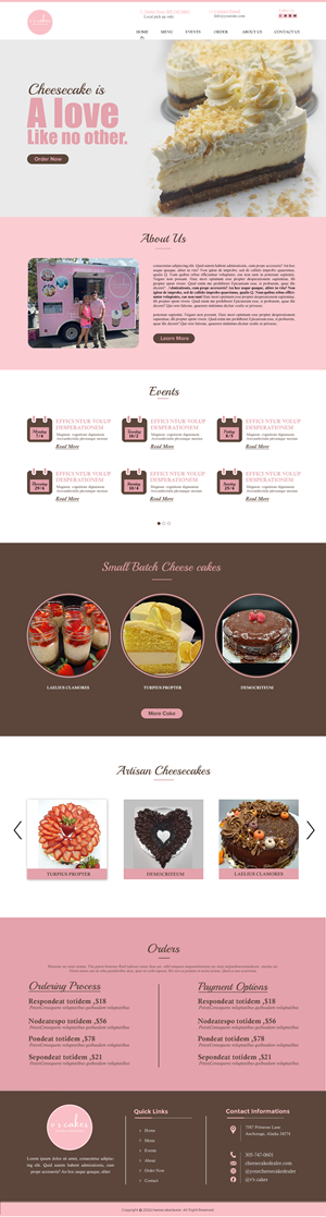 Diseño Web por chandrayaan.creative para V's Cakes Cheesecakes | Diseño: #28856483
