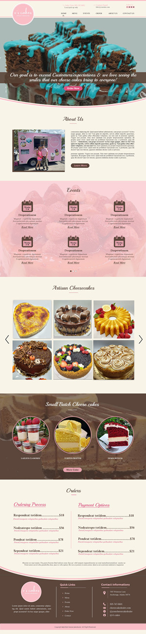 Diseño Web por chandrayaan.creative para V's Cakes Cheesecakes | Diseño: #28856484