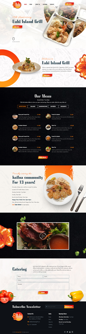 Hawaiian fusion restaurant seeks new website design for upcoming 15th anniversary | Diseño Web por sai.designer87