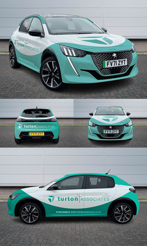 Turton Associates Peugeot e208 | Car Wrap-Design von Kira Graphics