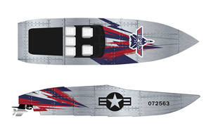 Race Boat 'Top Gun' Wrap | Grafik-Design von Madin