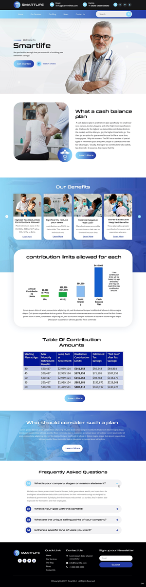 Cash Balance Retirement Plan Services Page | Web-Design von pb
