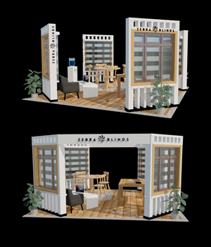Window Blinds Kiosk Booth Design | Messestand-Design von Creative D2024