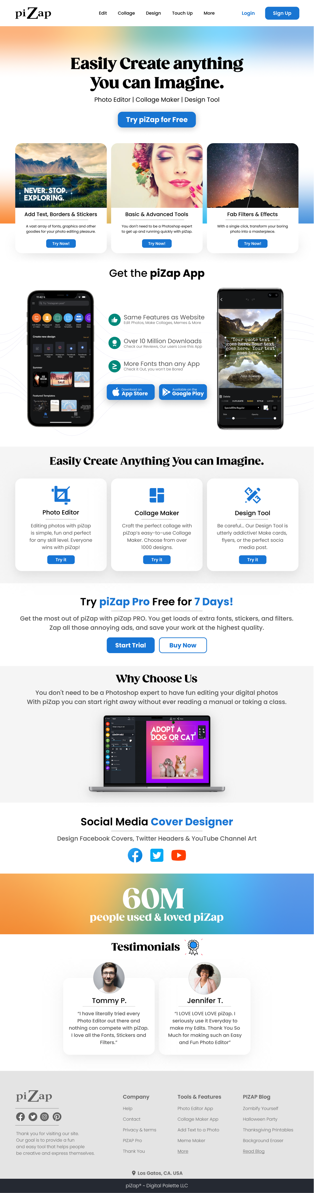 Landing Page Design by Vision Visuals for piZap | Design #28919799