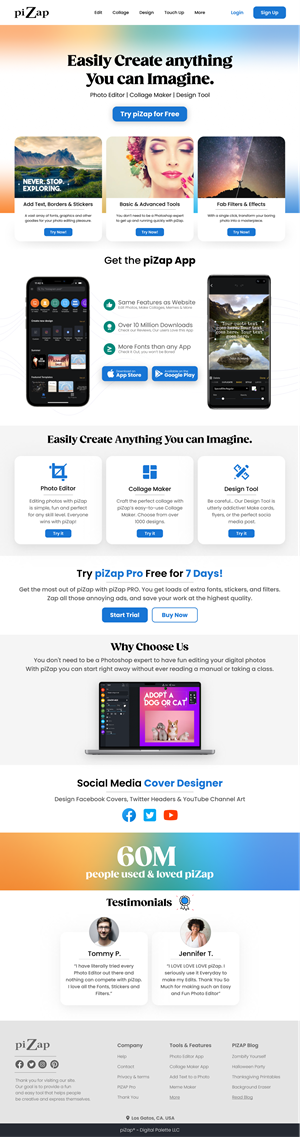 Landing Page-Design von Vision Visuals für piZap | Design #28919799