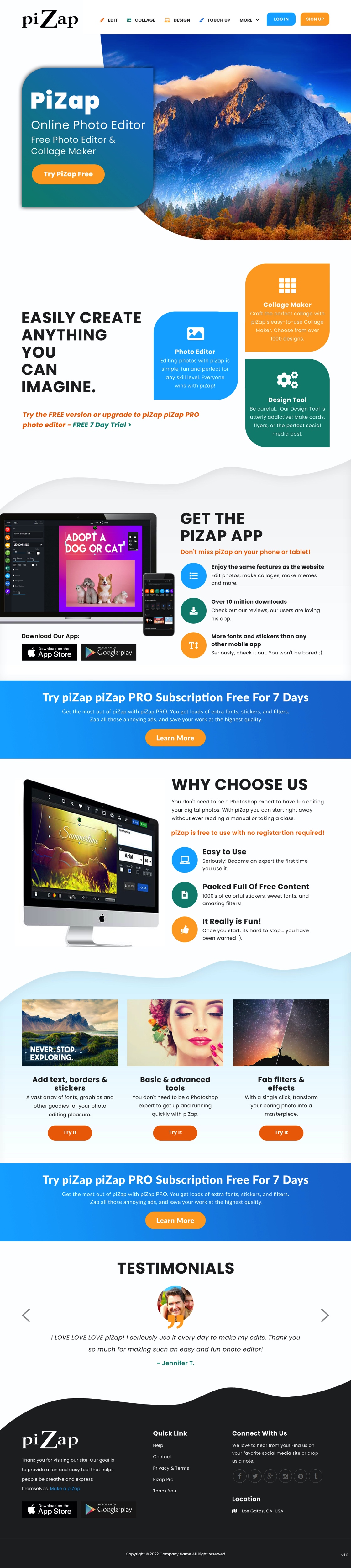 Landing Page Design by pb for piZap | Design #28901995