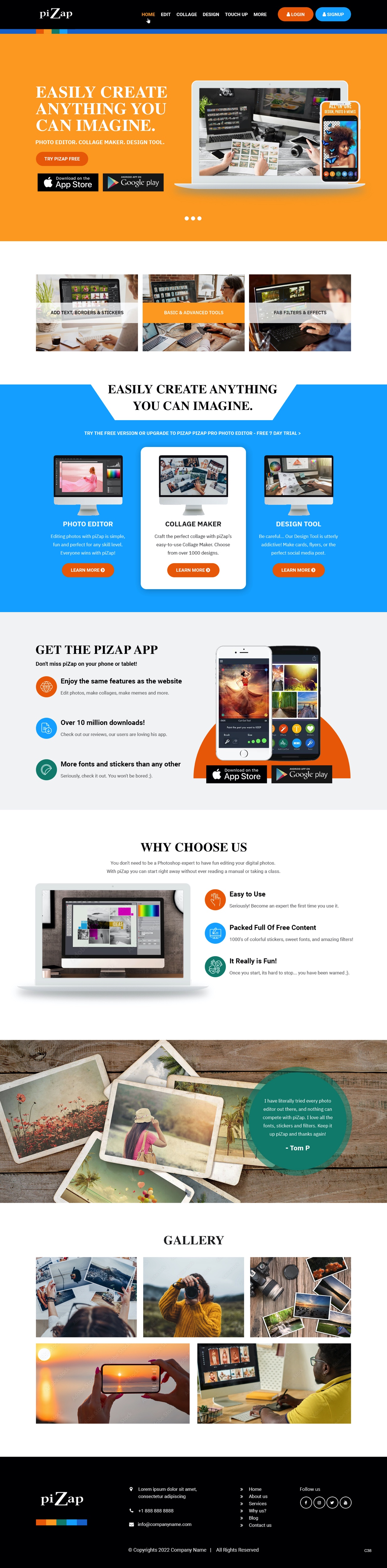Landing Page Design by pb for piZap | Design #28901996