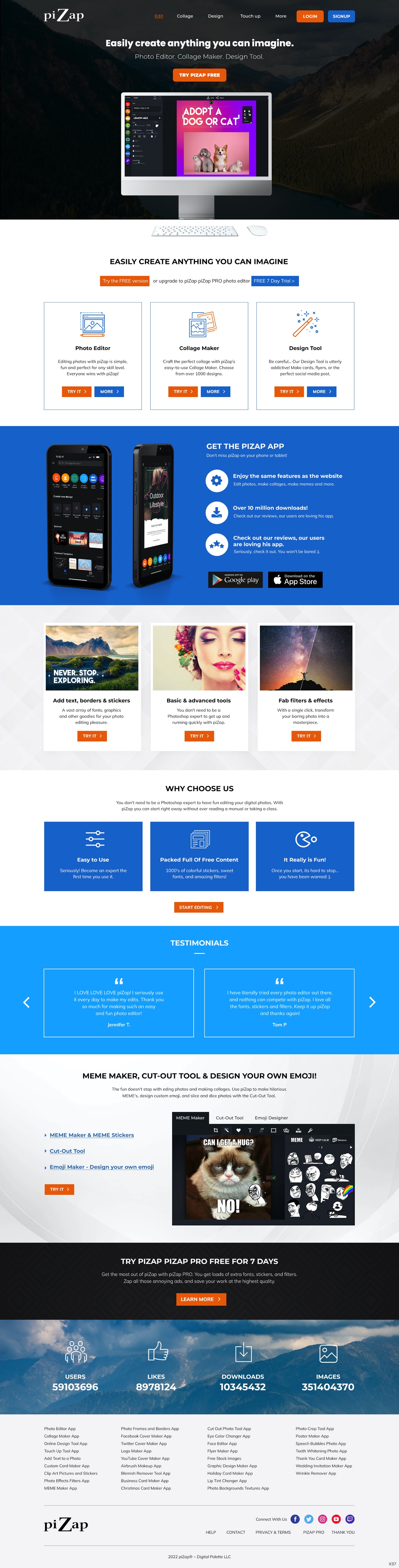 Landing Page Design by pb for piZap | Design #28901997