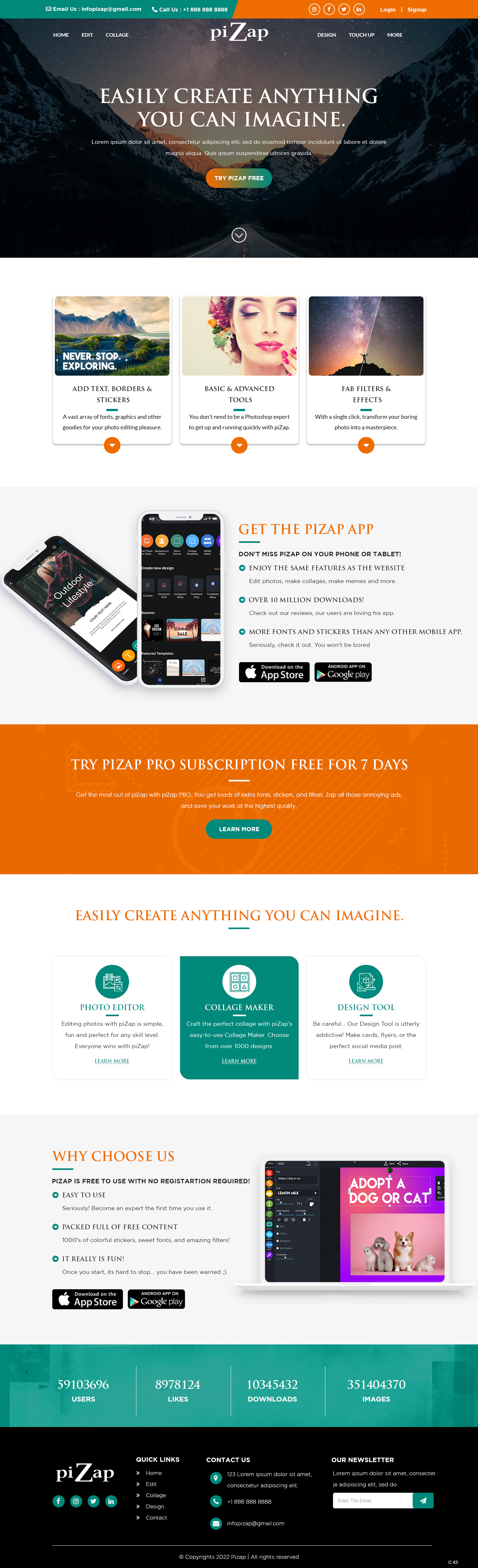 Landing Page Design by pb for piZap | Design #28901999