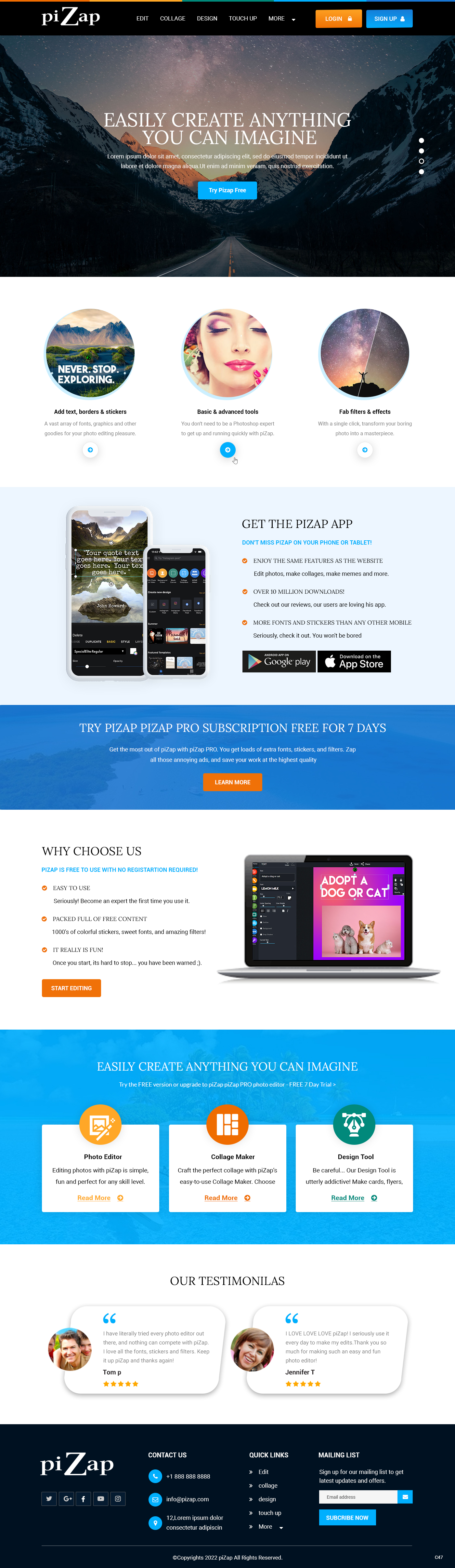 Landing Page Design by pb for piZap | Design #28907643