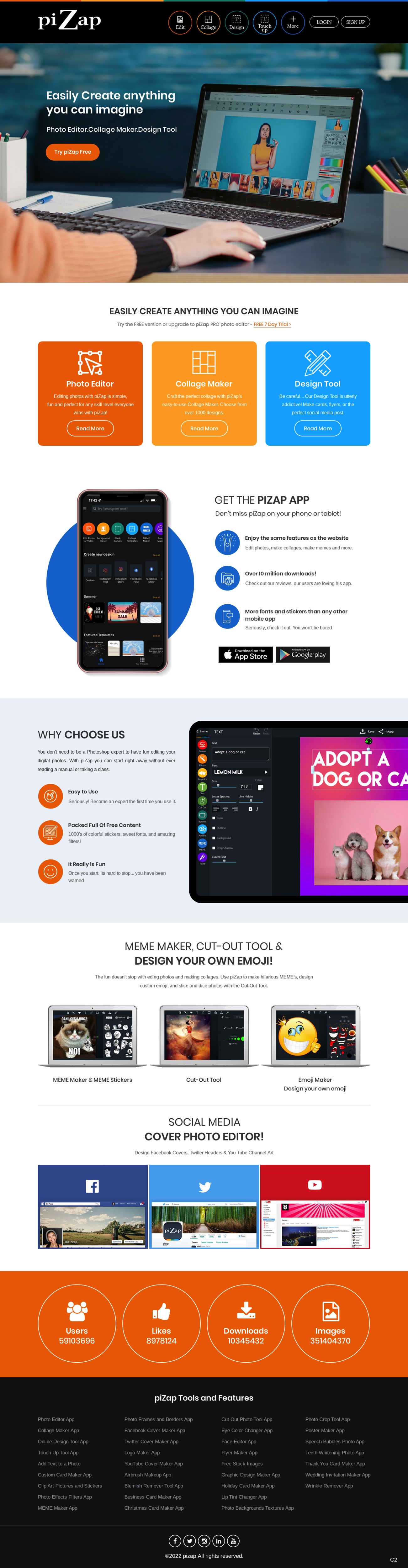 Landing Page Design by pb for piZap | Design #28907644