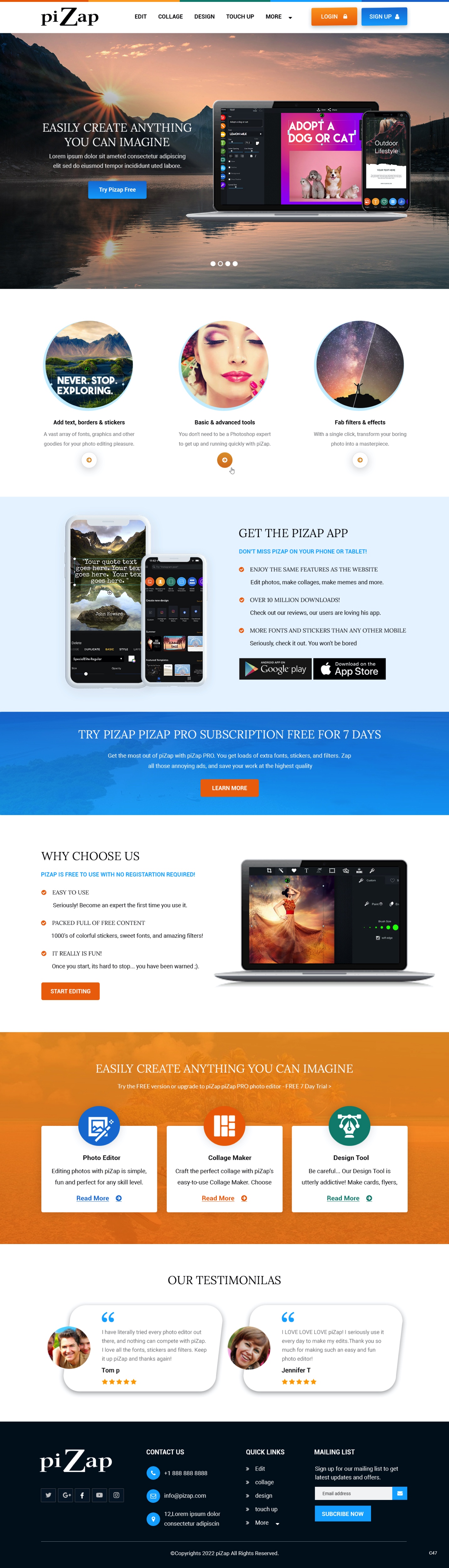 Landing Page Design by pb for piZap | Design #28919339