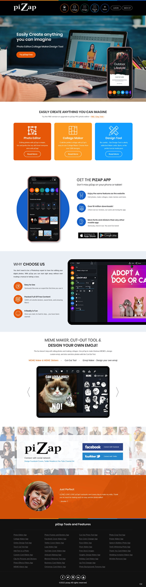 Landing Page Design by pb for piZap | Design: #28919340