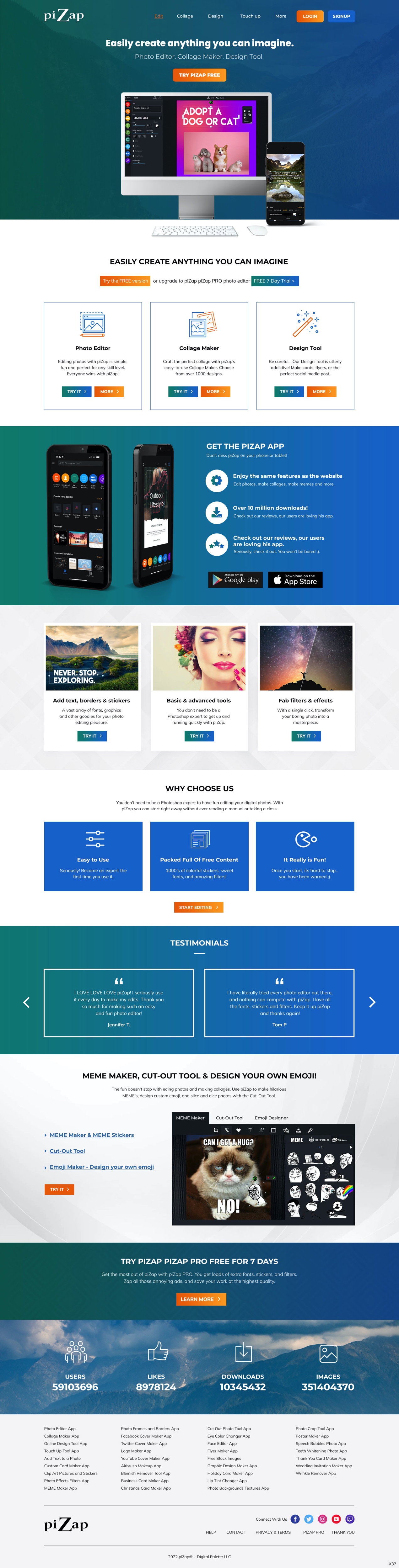 Landing Page Design by pb for piZap | Design #28919342