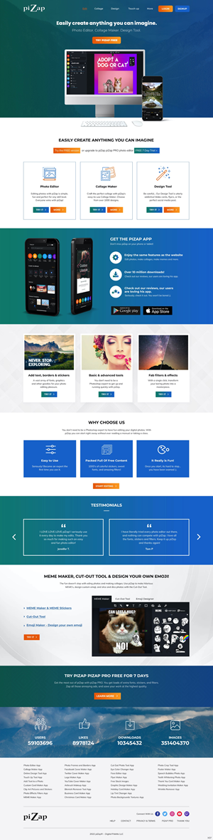 Landing Page Design by pb for piZap | Design: #28919342