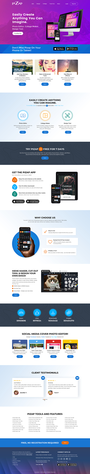piZap.com needs a new landing page design | Diseño de Página de Aterrizaje por Sbss