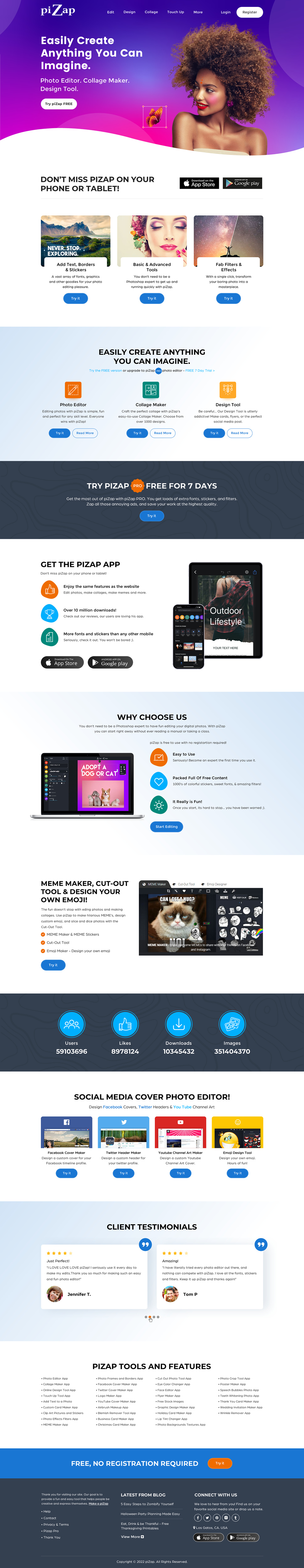 Landing Page Design by Sbss for piZap | Design #28973535