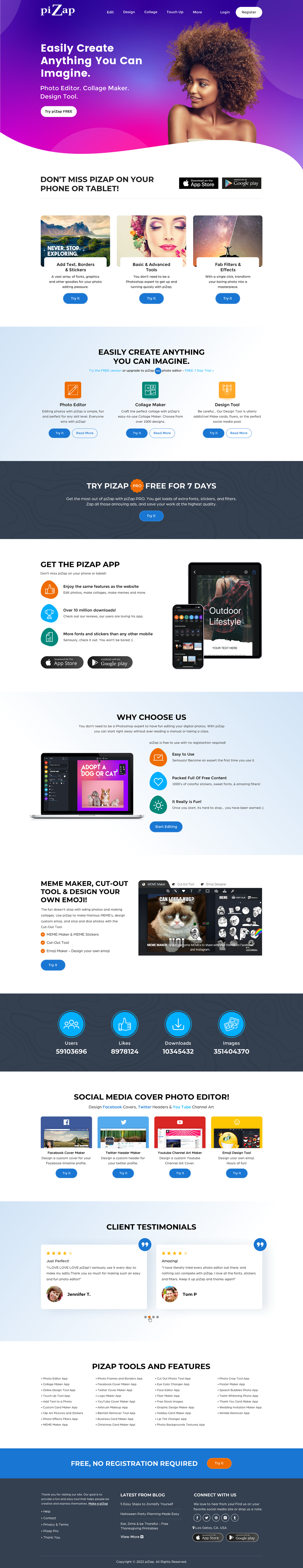 Landing Page Design by Sbss for piZap | Design #28973536