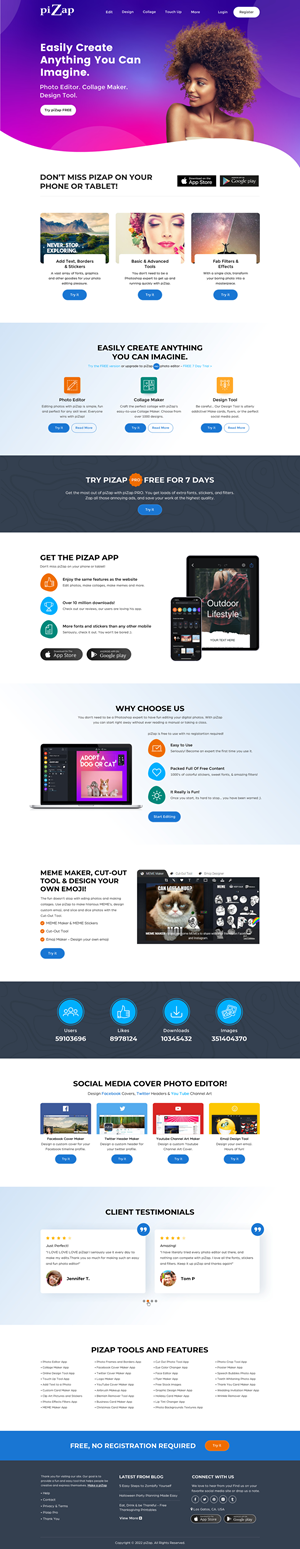 Landing Page Design by Sbss for piZap | Design: #28973536
