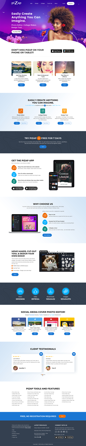 piZap.com needs a new landing page design | Diseño de Página de Aterrizaje por Sbss
