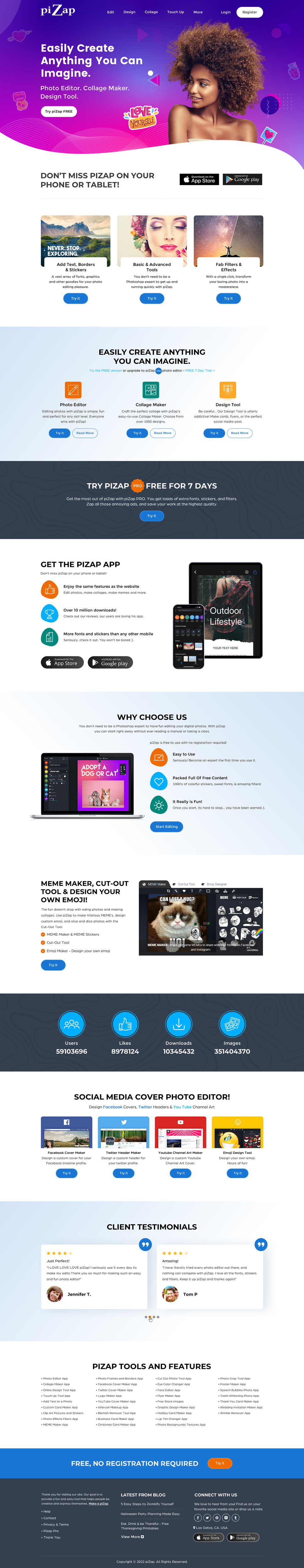 Landing Page Design by Sbss for piZap | Design #28981930