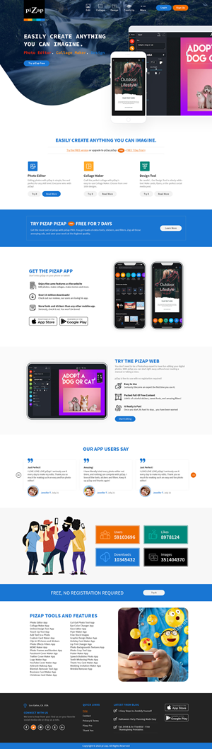 Design de Page d'Accueil par Ved Web Services pour piZap | Design : #28907334