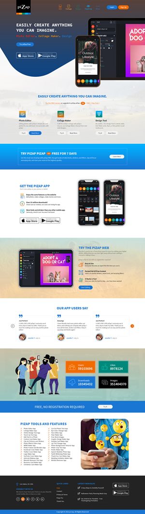 Landing Page Design by Ved Web Services for piZap | Design: #28936163