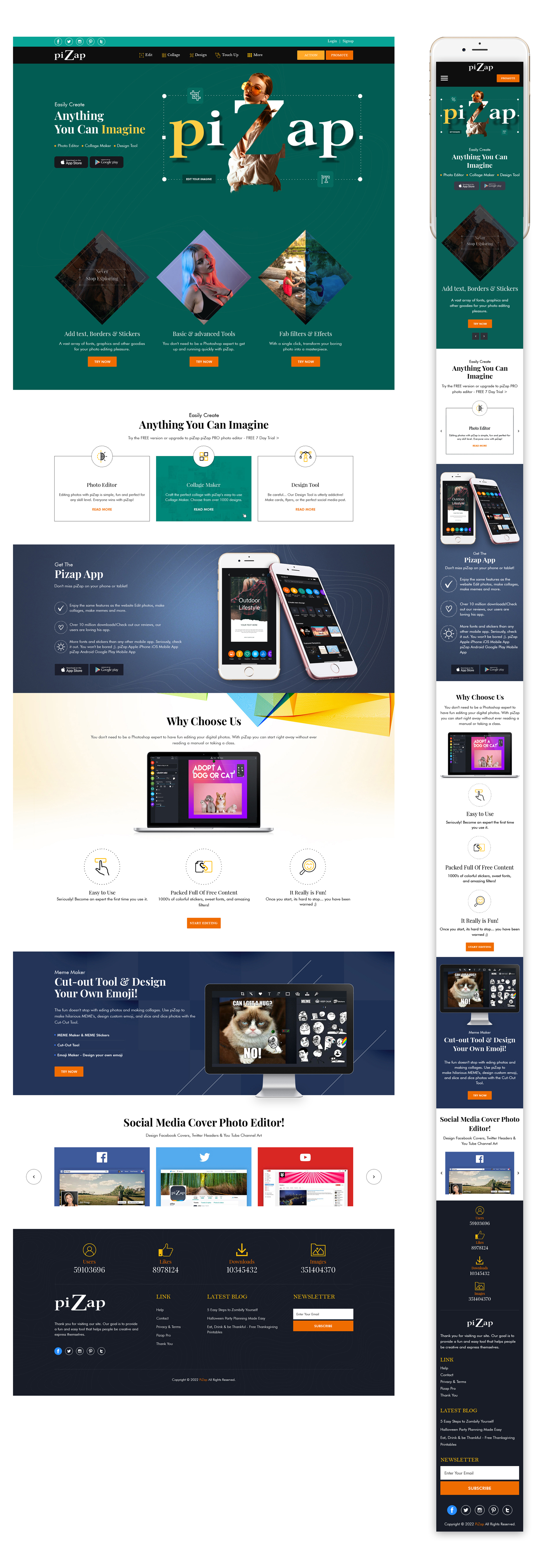 Landing Page Design by sai.designer87 for piZap | Design #28906210