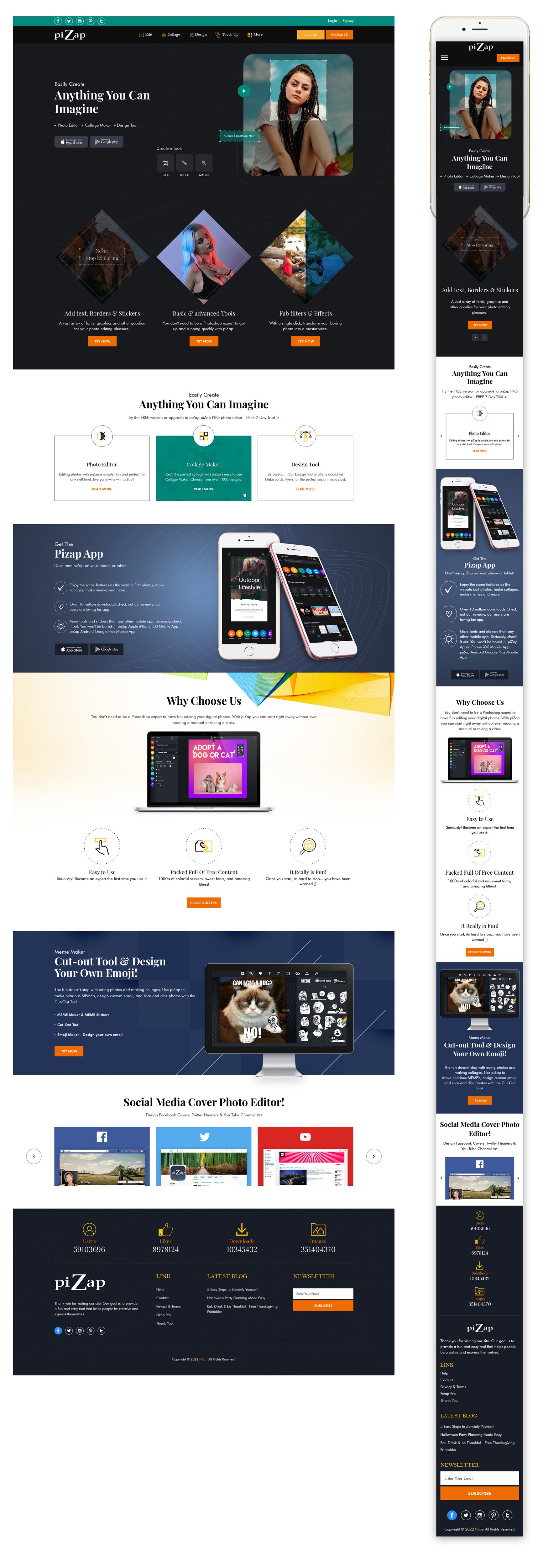 Landing Page Design by sai.designer87 for piZap | Design #28906211