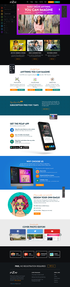 Landing Page Design by sai.designer87 for piZap | Design: #28907069