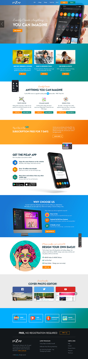 Landing Page Design by sai.designer87 for piZap | Design: #28925264
