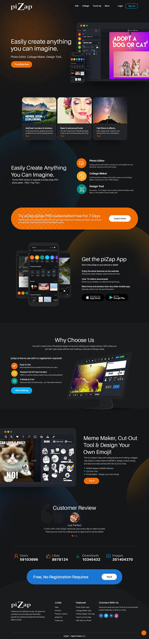 Design de Page d'Accueil par nzdesigners pour piZap | Design : #28921169