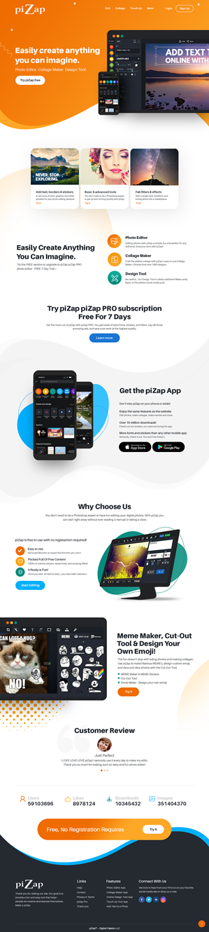 Design de Page d'Accueil par nzdesigners pour piZap | Design : #28941379