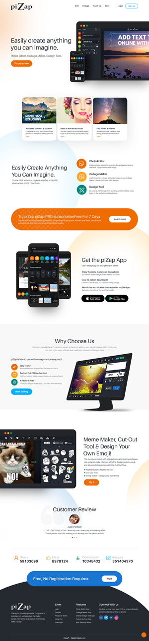 Landing Page Design by nzdesigners for piZap | Design: #28941380
