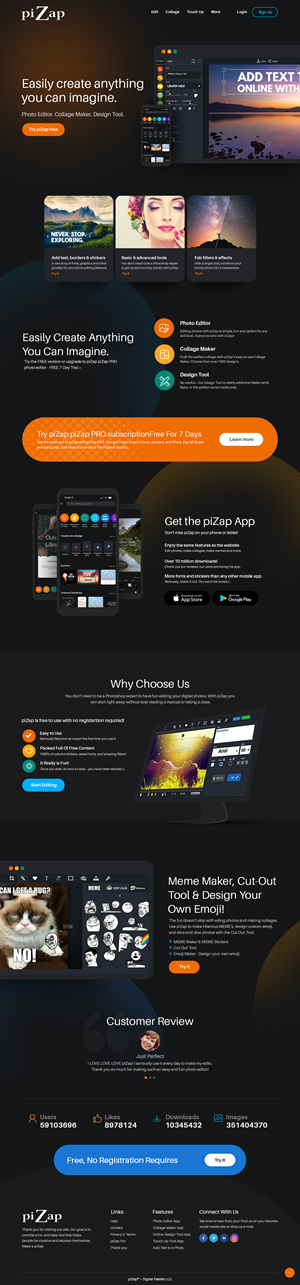 Landing Page Design by nzdesigners for piZap | Design: #28941381