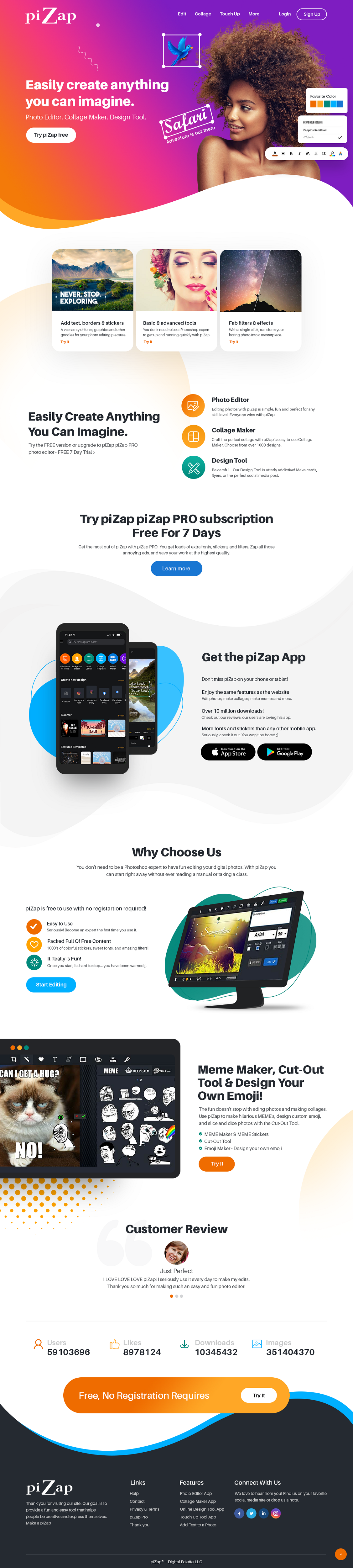 Design de Page d'Accueil par nzdesigners pour piZap | Design : #28982154