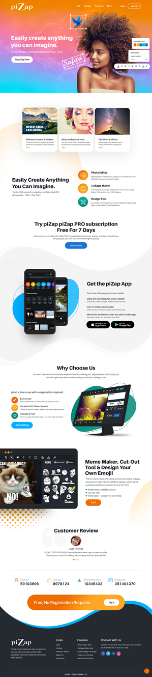 Design de Page d'Accueil par nzdesigners pour piZap | Design : #29105543