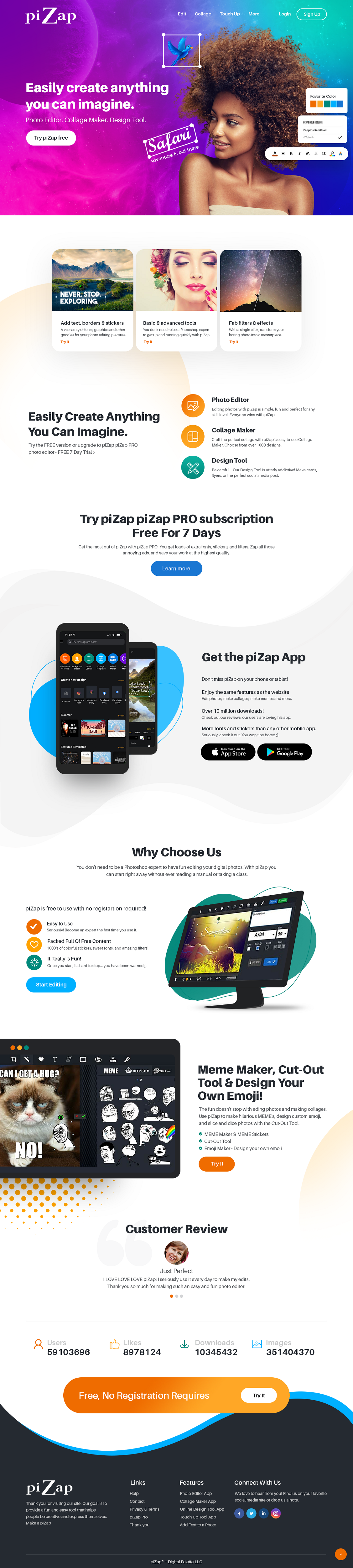 Landing Page Design by nzdesigners for piZap | Design #29105544