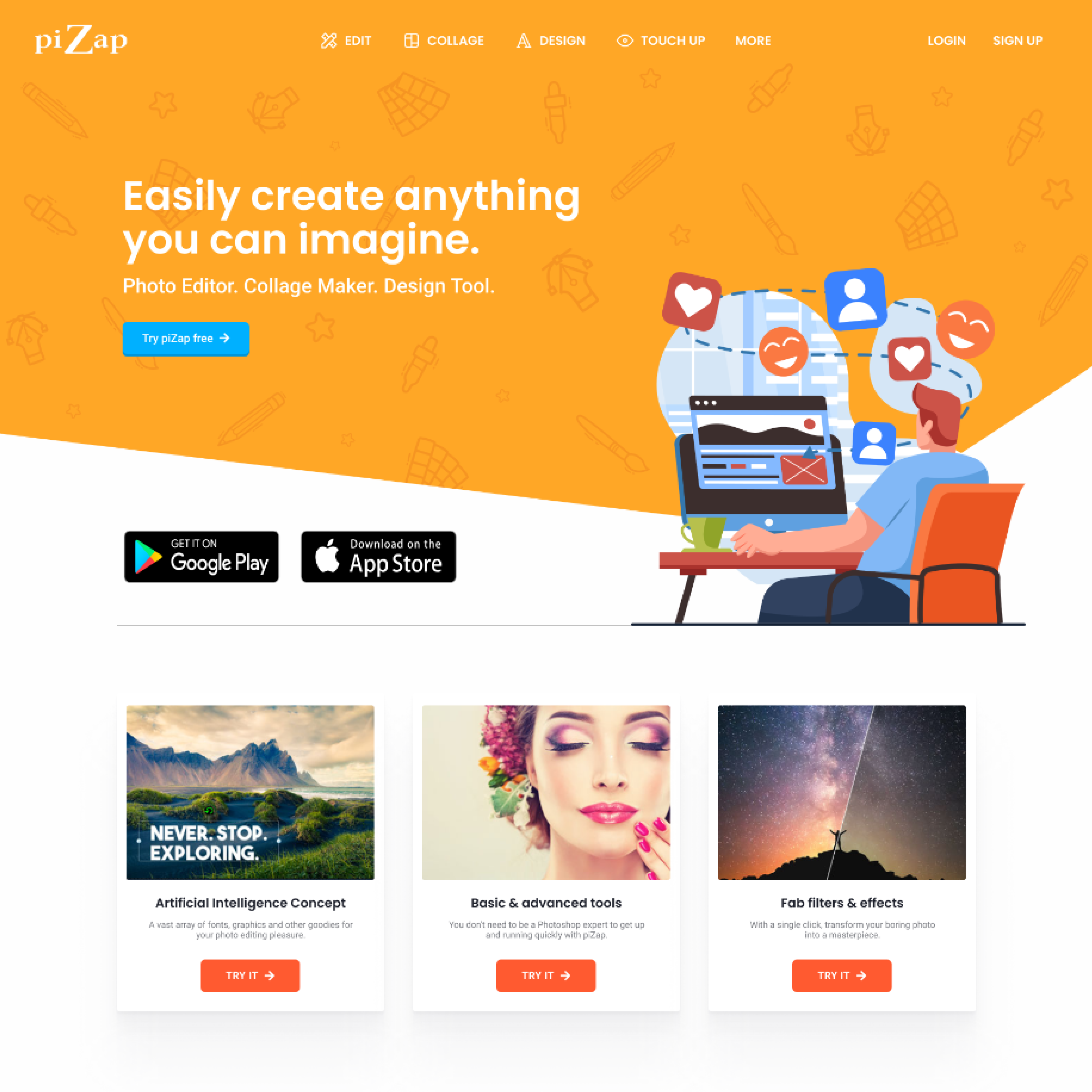 Landing Page Design by fajar63 for piZap | Design #28929496