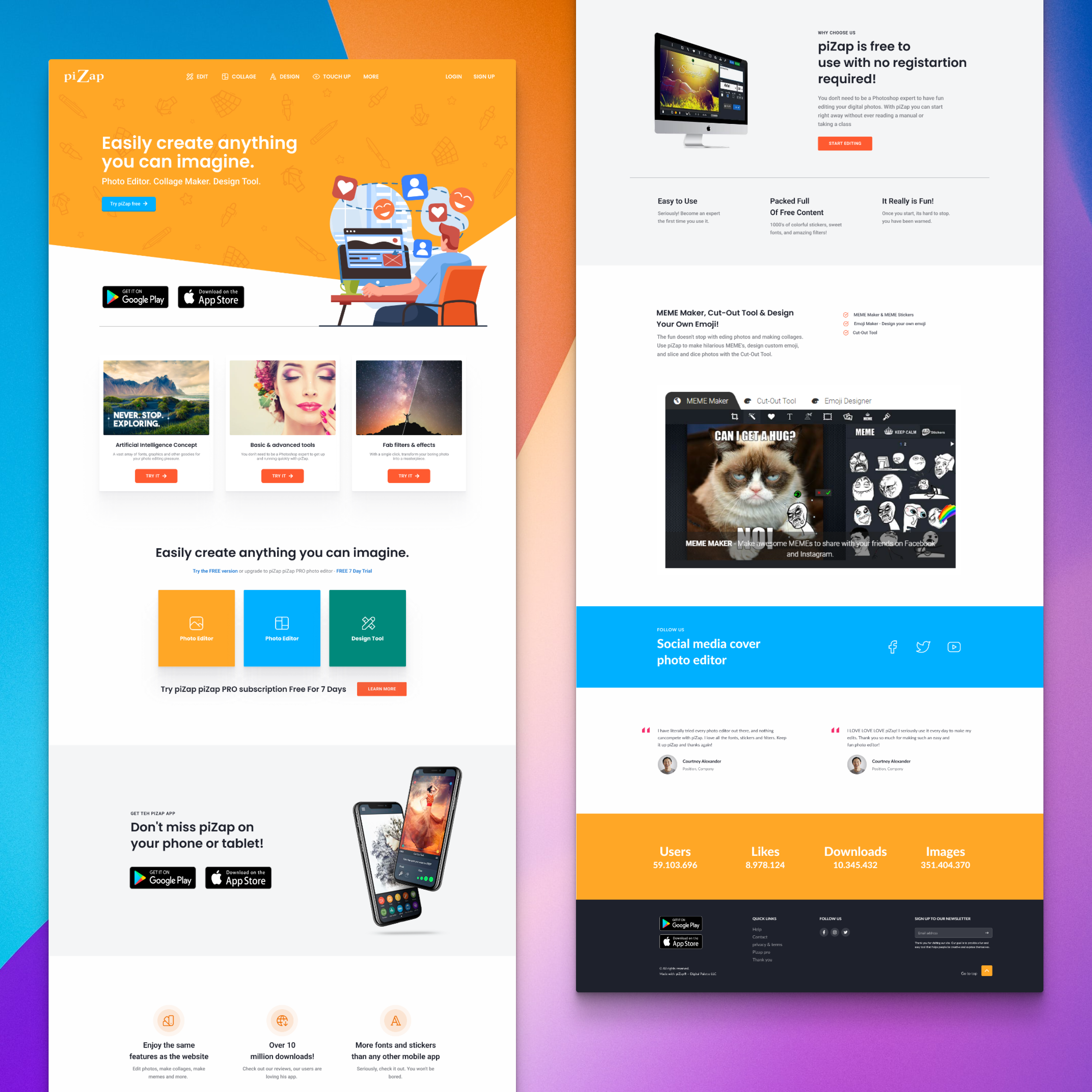 Landing Page Design by fajar63 for piZap | Design #28929497