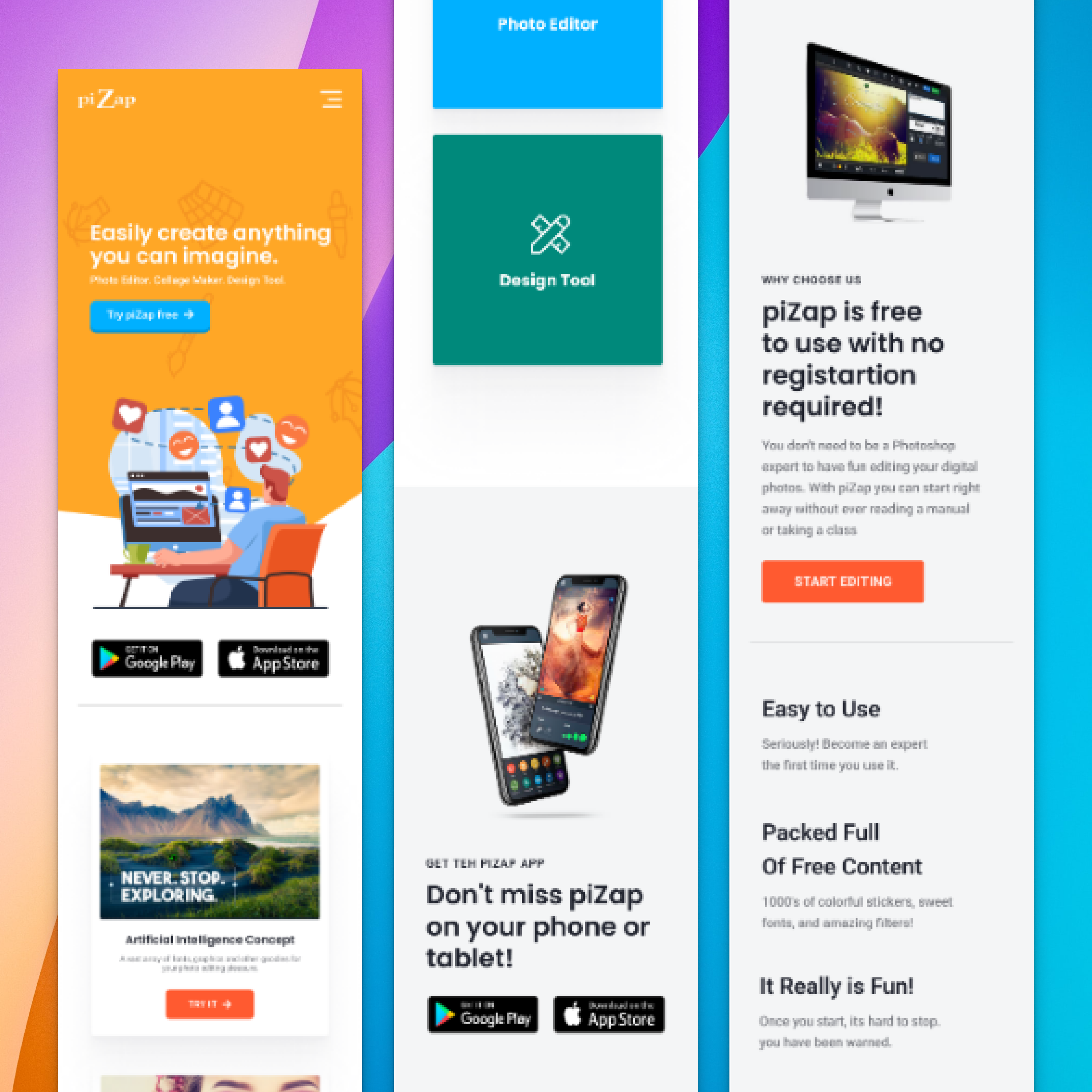 Landing Page Design by fajar63 for piZap | Design #28929498