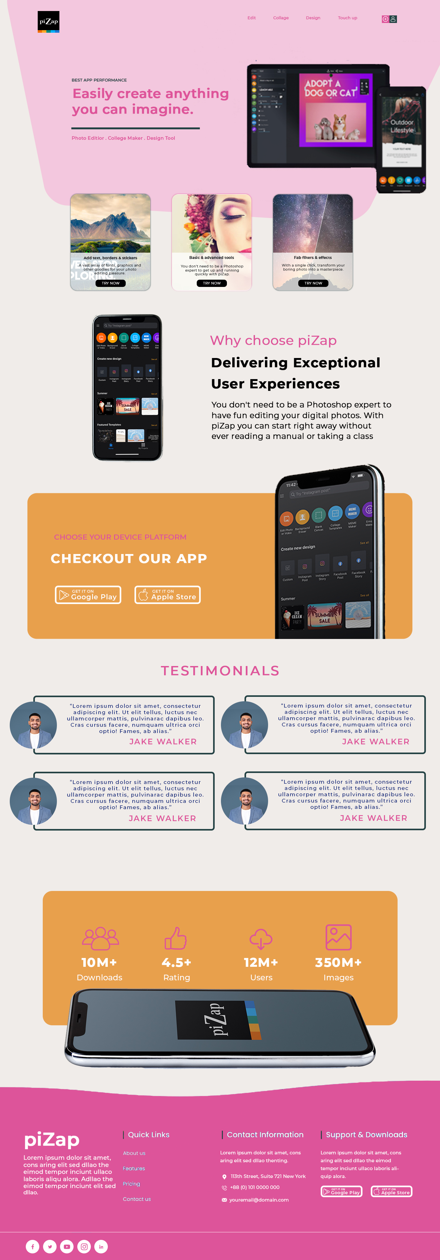 Landing Page Design by Adeel Rahman for piZap | Design #28926271