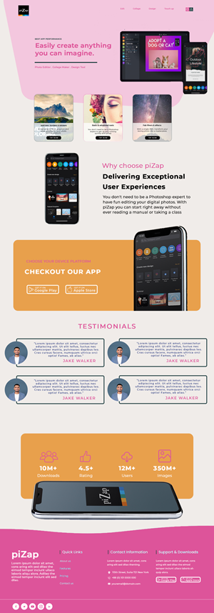 Landing Page Design by Adeel Rahman for piZap | Design: #28926271