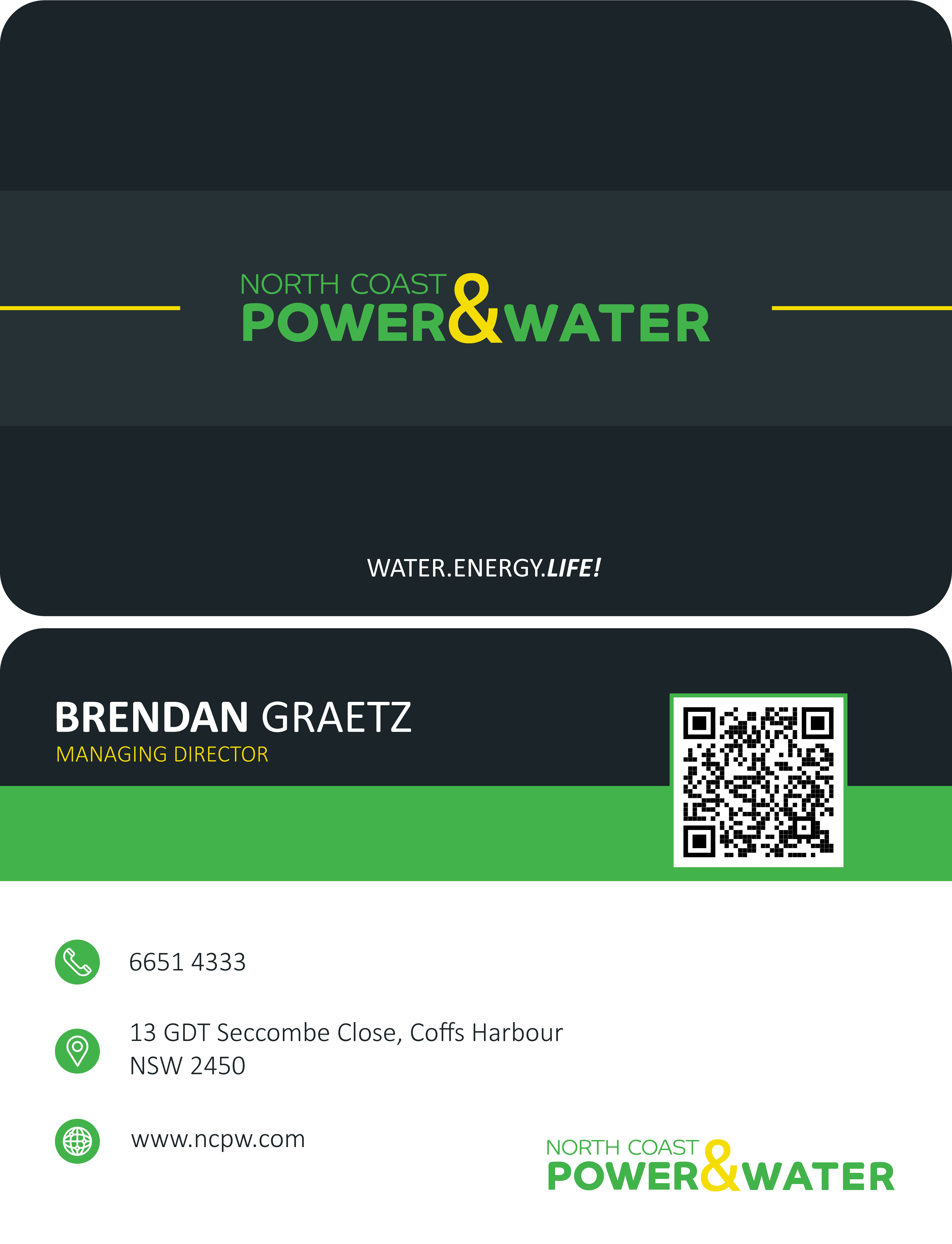 Diseño de Tarjeta de Presentación por Uresha para North Coast Power & Water | Diseño #28941568