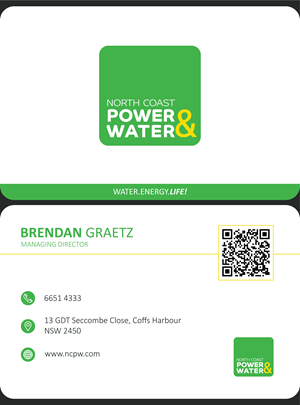 Design de Carte de Visite par Uresha pour North Coast Power & Water | Design : #28941569