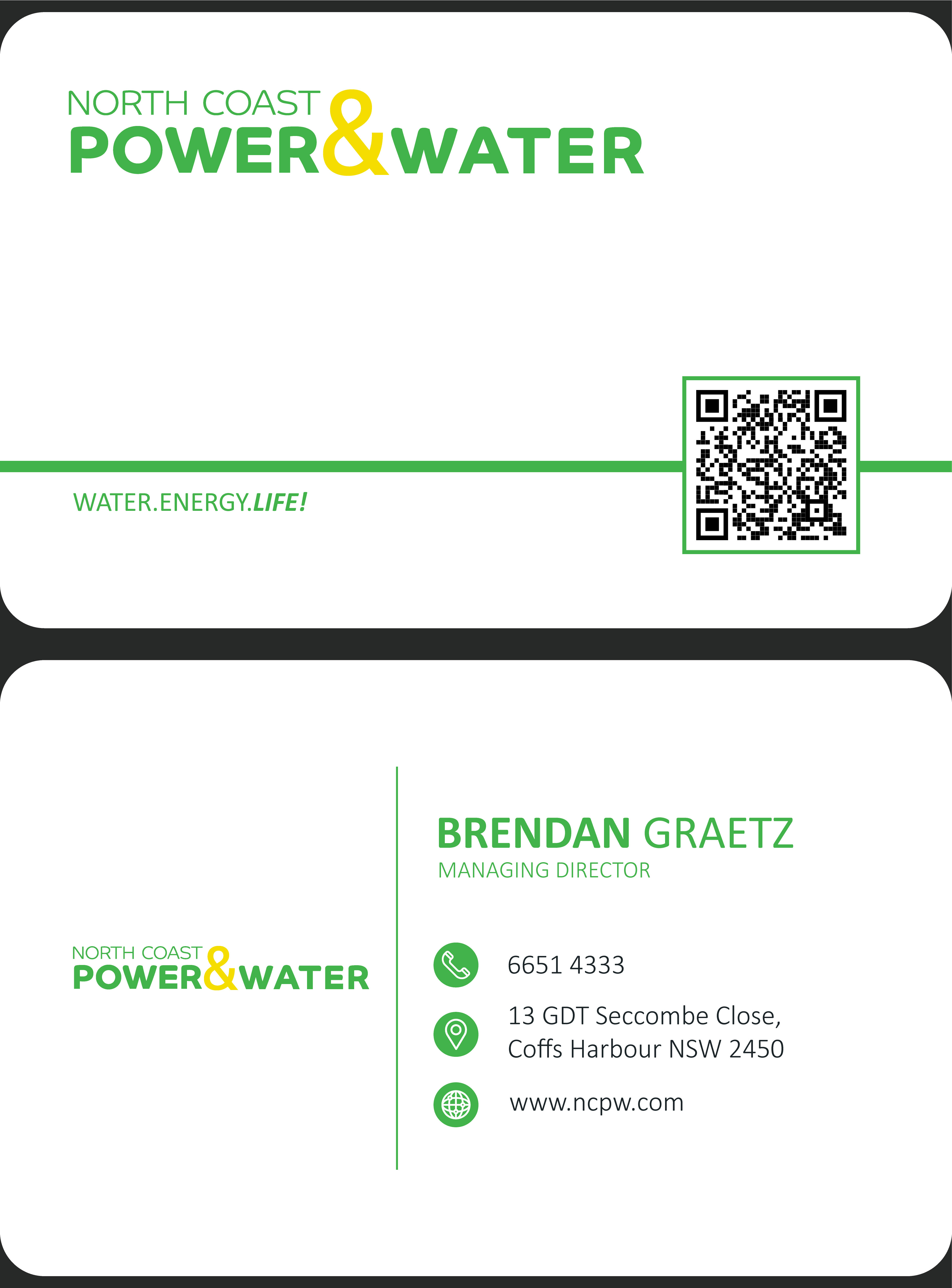 Visitenkarten-Design von Uresha für North Coast Power & Water | Design #28941572