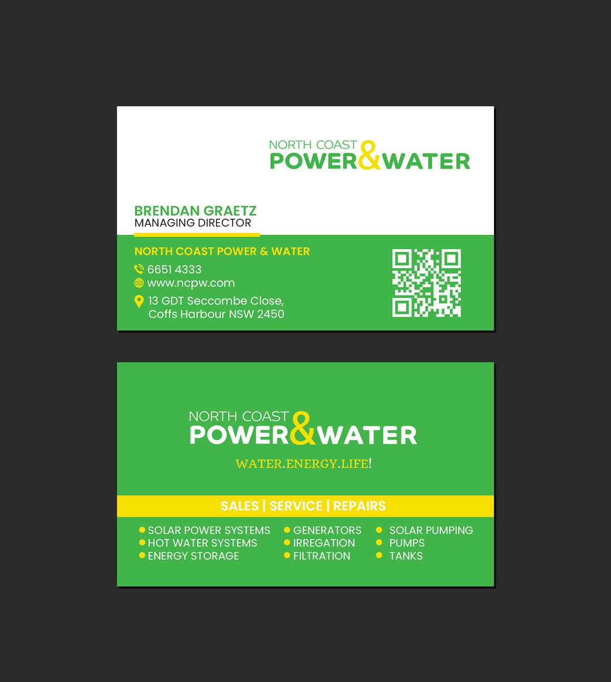 Business Card Design by Creations Box 2015 for North Coast Power & Water | Design #28915241
