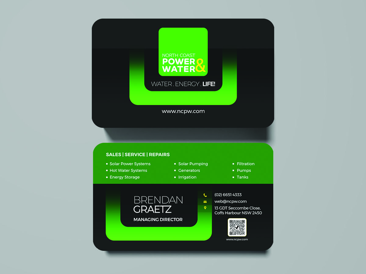 Visitenkarten-Design von rug für North Coast Power & Water | Design #28911741