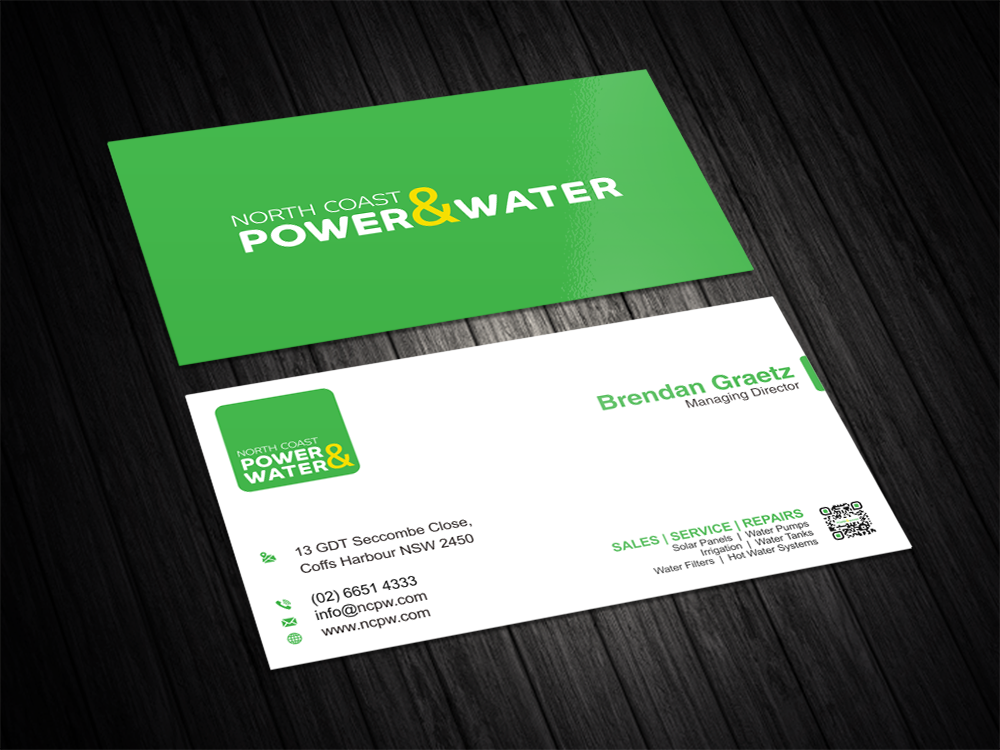Design de Carte de Visite par vintana pour North Coast Power & Water | Design #28938762