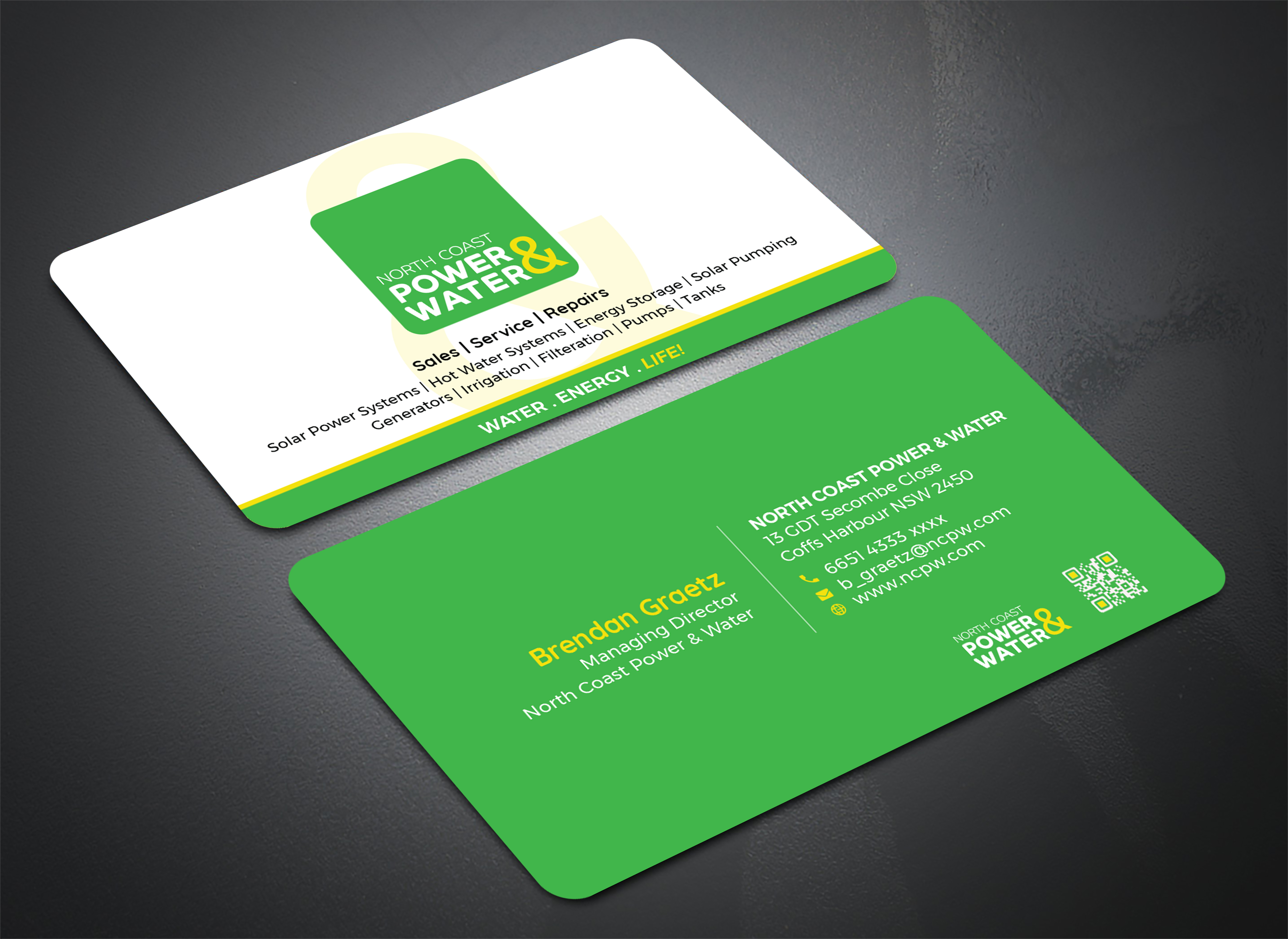 Visitenkarten-Design von Bold Pixels für North Coast Power & Water | Design #28938385